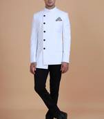 White solid Rayon bandhgala for men