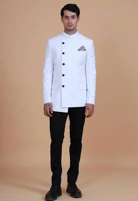 White solid Rayon bandhgala for men 3
