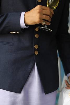 Sky blue solid  bandhgala for men 4