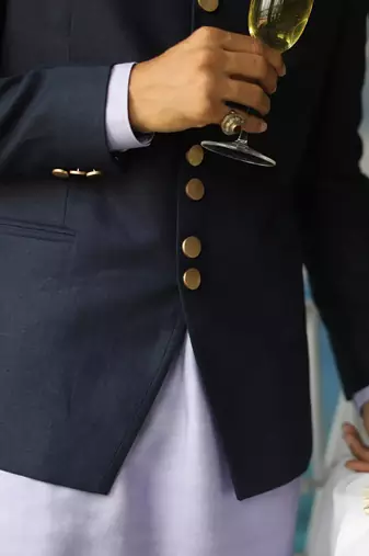 Sky blue solid  bandhgala for men