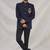 Navy blue hand embroidered on pocket velvet blend  bandhgala for men