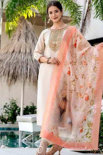 Chiku rayon kurta pent dupatta set