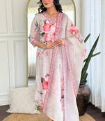 Cream rayon kurta pent dupatta set