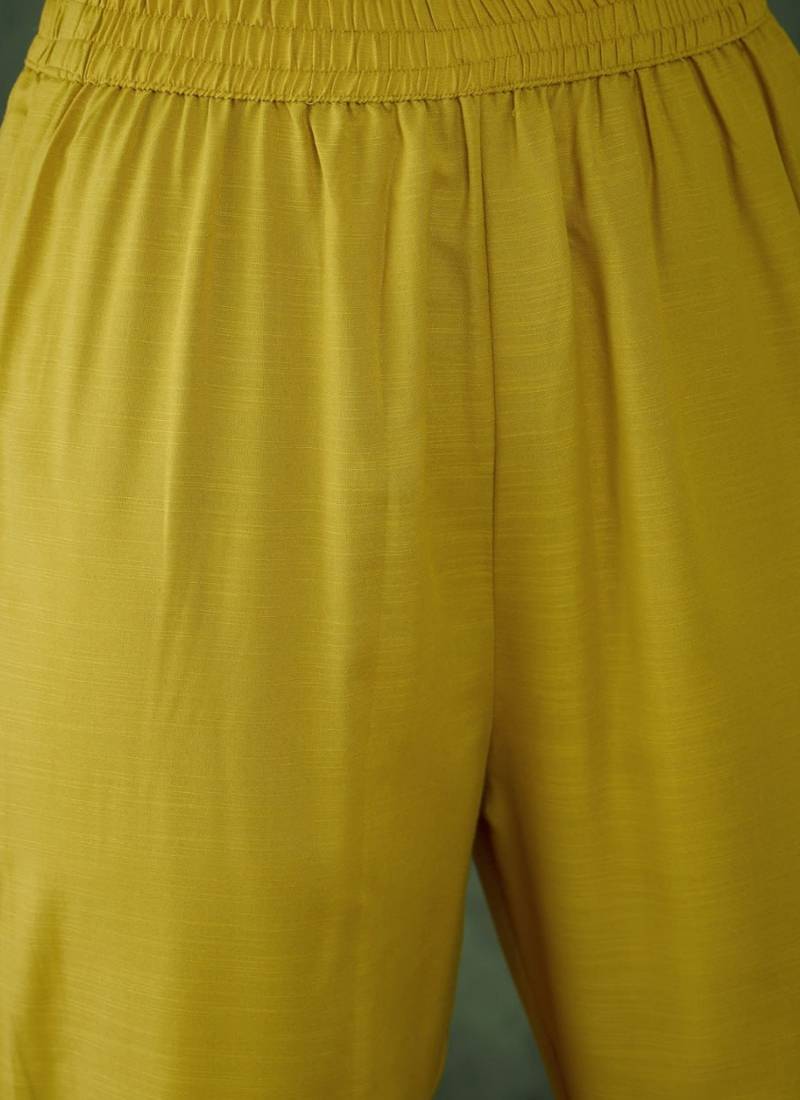 Yellow rayon kurta pent dupatta set