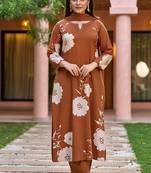 Brown muslin kurta pent dupatta set