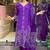 Purple french crepe kurta pent dupatta set
