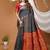 navy blue silk blend jacquard weaving saree with matching blouse