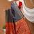 navy blue silk blend jacquard weaving saree with matching blouse