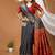 navy blue silk blend jacquard weaving saree with matching blouse