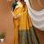 mustard yellow silk blend jacquard weaving saree with matching blouse