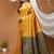 mustard yellow silk blend jacquard weaving saree with matching blouse