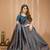 teal blue silk blend jacquard weaving saree with matching blouse