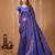 blue silk blend jacquard weaving saree with matching blouse