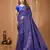 blue silk blend jacquard weaving saree with matching blouse