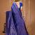 blue silk blend jacquard weaving saree with matching blouse