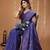 blue silk blend jacquard weaving saree with matching blouse