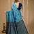 sky blue silk blend jacquard weaving saree with matching blouse