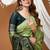 pista green silk blend jacquard weaving saree with matching blouse