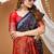 navy blue silk blend jacquard weaving saree with matching blouse