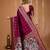 magenta silk blend woven work 3d print pallu saree