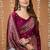 magenta silk blend woven work 3d print pallu saree
