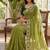 green georgette embroidered work saree with blouse