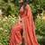 orange georgette embroidered work saree with blouse