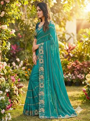 rama georgette embroidered work saree with blouse 3