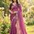 wine georgette embroidered work saree with blouse