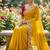 yellow georgette embroidered work saree with blouse