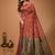 red silk blend woven work saree with un-stitched blouse