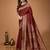 maroon silk blend woven work saree with un-stitched blouse