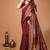 maroon silk blend woven work saree with un-stitched blouse