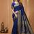 blue silk blend woven work saree with un-stitched blouse