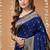 blue silk blend woven work saree with un-stitched blouse