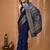 blue silk blend woven work saree with un-stitched blouse