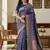 navy blue silk blend zari woven saree with un-stitched blouse