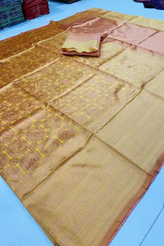mustard silk blend zari woven saree with un-stitched blouse
