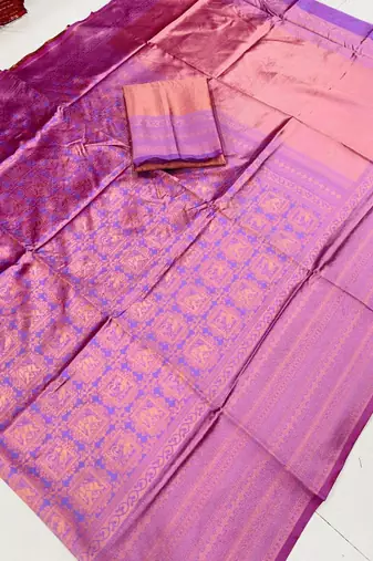 purple silk blend zari woven saree with un-stitched blouse