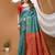 sea green silk blend woven work saree with blouse