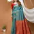 sea green silk blend woven work saree with blouse