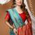 sea green silk blend woven work saree with blouse