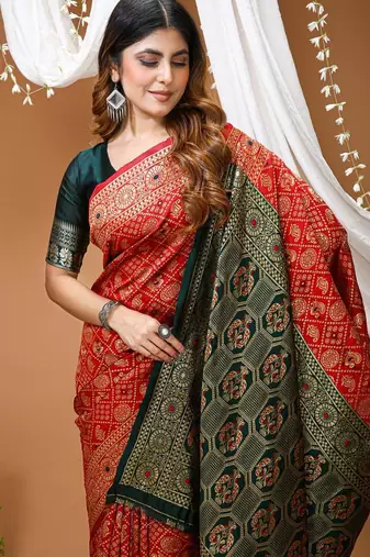 maroon silk blend woven work saree with blouse