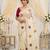 off white silk blend embroidered & mirror work saree with blouse