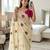 off white silk blend embroidered & mirror work saree with blouse