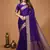 blue chinnon silk blend plain woven border saree with blouse