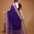 blue chinnon silk blend plain woven border saree with blouse