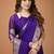 blue chinnon silk blend plain woven border saree with blouse