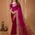 magenta chinnon silk blend plain woven border saree with blouse