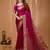magenta chinnon silk blend plain woven border saree with blouse